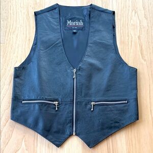 Mariah Y2K Faux Leather Zip Up Women’s Vest - Small Vintage